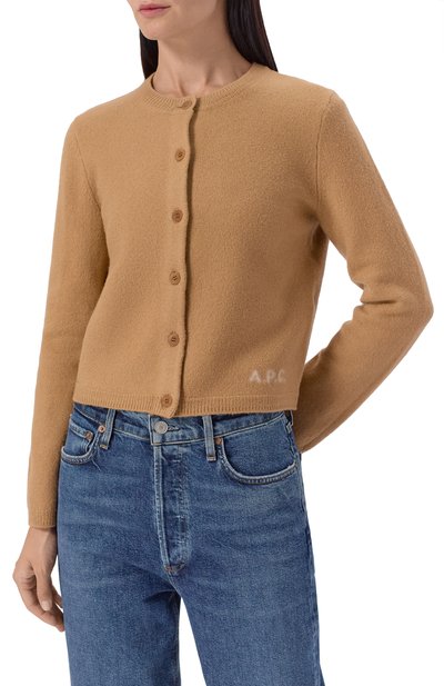 Шерстяной кардиган A.P.C. бежевого цвета по цене 41450 руб., арт. F22301/WVBDK, фото 3 Шерстяной кардиган A.P.C., арт. F22301/WVBDK, фото 3