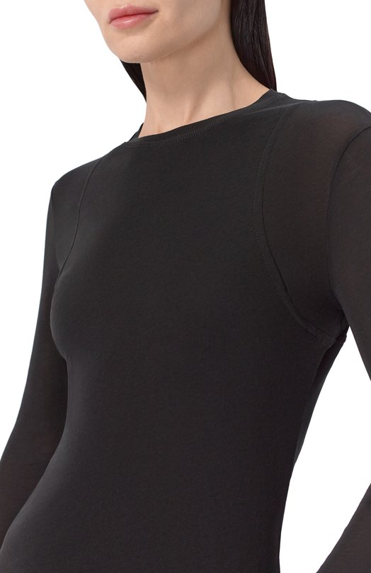 Хлопковый лонгслив Jil Sander J02NH0017/J20342 Чёрный  J02NH0017/J20342 Фото 5