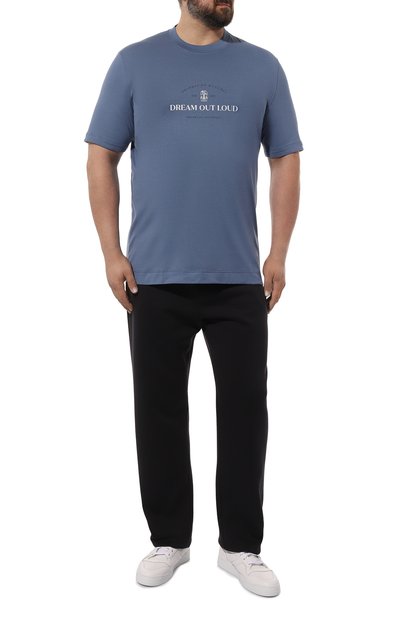 Хлопковая футболка BRUNELLO CUCINELLI синего цвета по цене 62550 руб., арт. M0T718431W, фото 2 Хлопковая футболка BRUNELLO CUCINELLI, арт. M0T718431W, фото 2