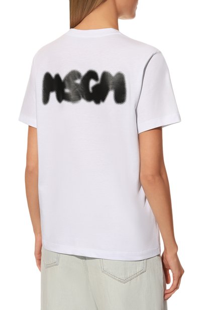 Хлопковая футболка MSGM белого цвета по цене 12800 руб., арт. 3341MDM185 227798, фото 4 Хлопковая футболка MSGM, арт. 3341MDM185 227798, фото 4