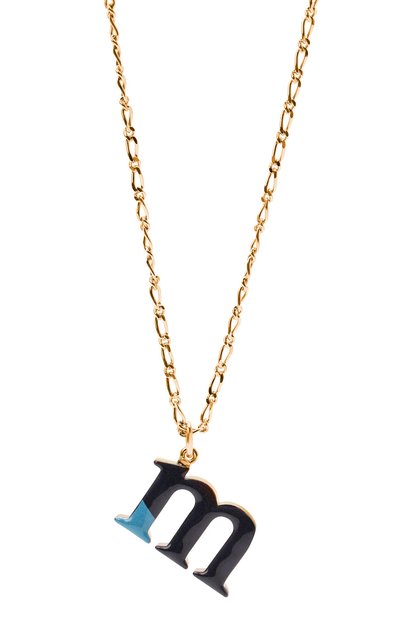 Кулон на цепочке alphabet m CHLOÉ синего цвета по цене 59300 руб., арт. CHC22SF04MBLQ, фото 3 Кулон на цепочке alphabet m CHLOÉ, арт. CHC22SF04MBLQ, фото 3