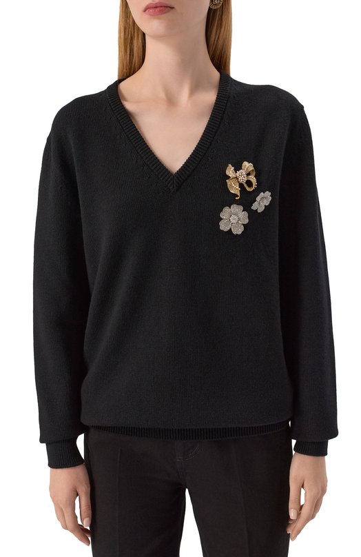 Шерстяной пуловер Dolce & Gabbana FXY19Z/JCVXN Чёрный  FXY19Z/JCVXN Фото 3