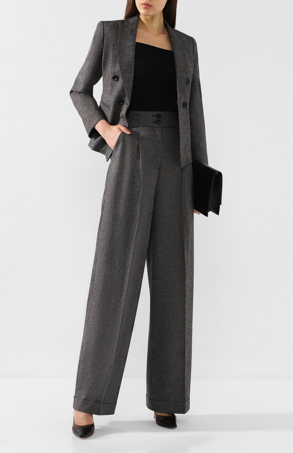 Брюки EMPORIO ARMANI серого цвета по цене 38600 руб., арт. 6G2P67/2N4FZ, фото 2 Брюки EMPORIO ARMANI, арт. 6G2P67/2N4FZ, фото 2