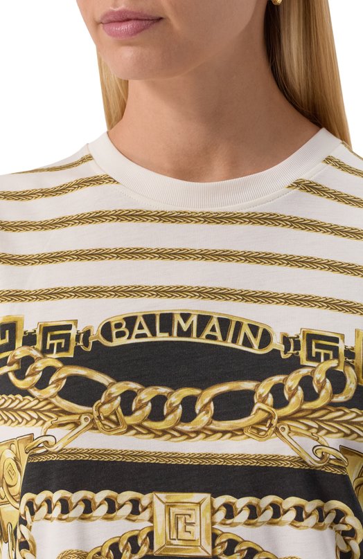 Хлопковая футболка Balmain FF1EF012/GF02 Разноцветный  FF1EF012/GF02 Фото 5
