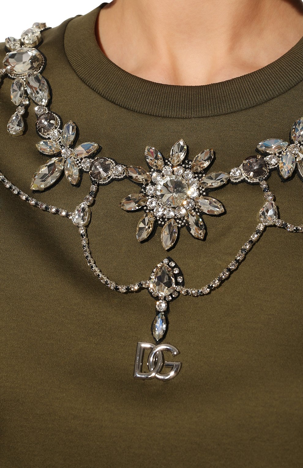 Хлопковая футболка DOLCE & GABBANA хаки цвета по цене 131500 руб., арт. F8R20Z/G7C6I, фото 5 Хлопковая футболка DOLCE & GABBANA, арт. F8R20Z/G7C6I, фото 5