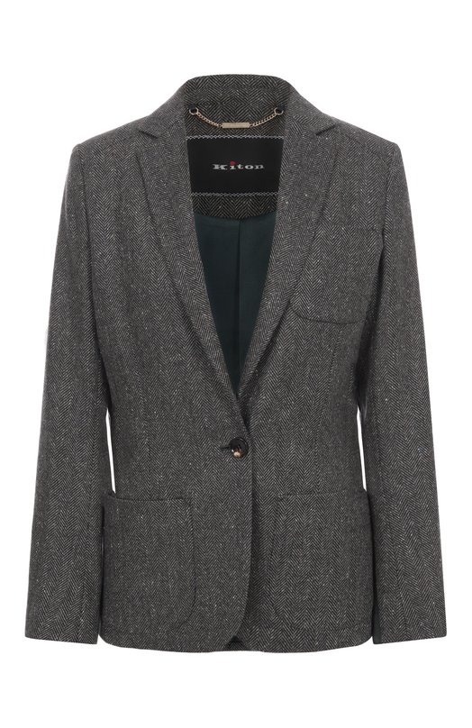 Шерстяной жакет Kiton D58506AK0546G01 Серый D58506AK0546G01
