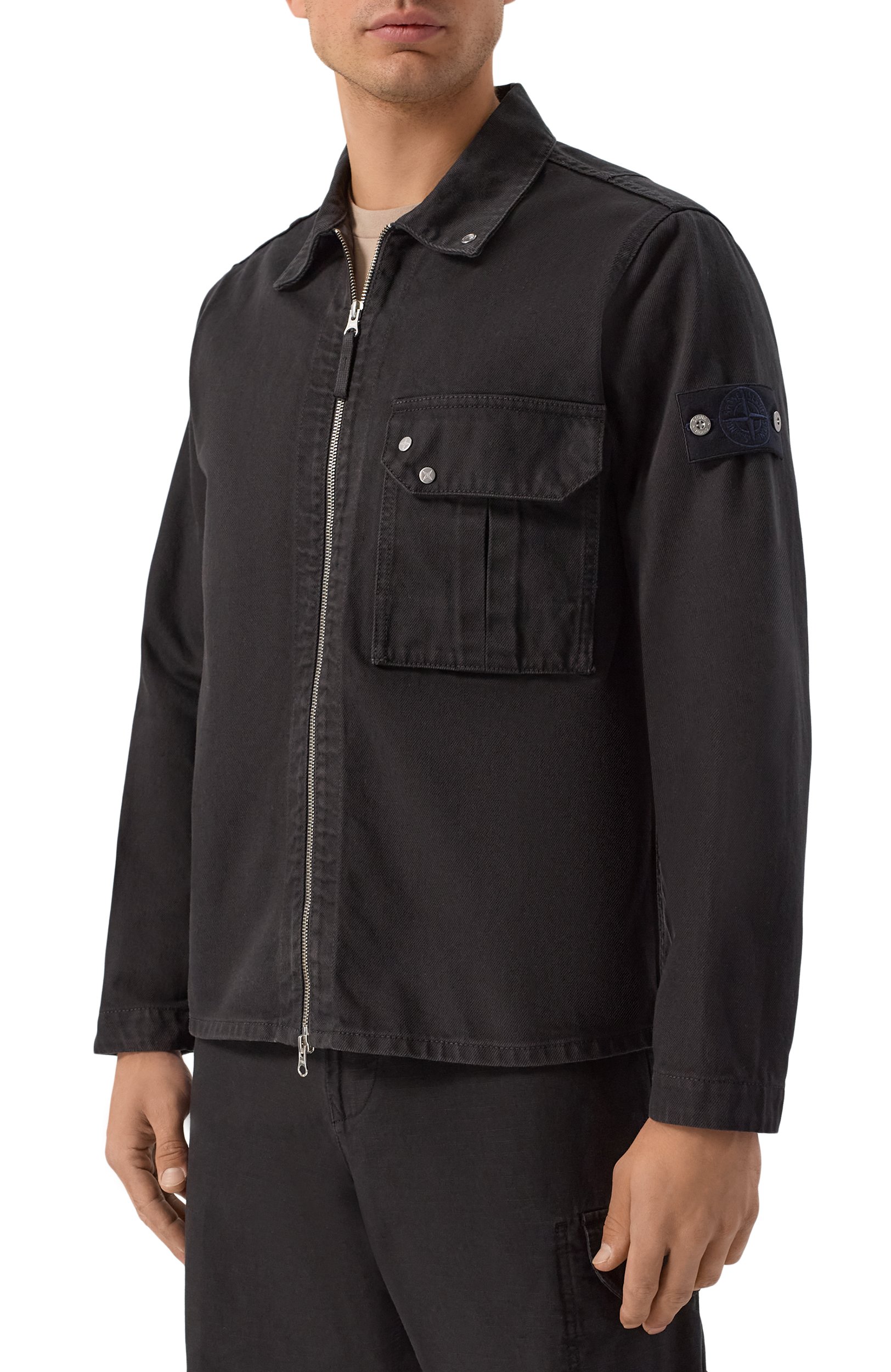 Джинсовая куртка-рубашка STONE ISLAND черного цвета по цене 73650 руб., арт. L1S141200002/S0J24, фото 3 Джинсовая куртка-рубашка STONE ISLAND, арт. L1S141200002/S0J24, фото 3