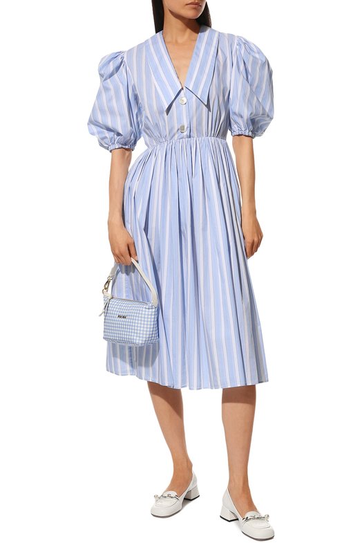 Хлопковое платье Miu Miu MF4381-1ZQJ-F0PCR Голубой  MF4381-1ZQJ-F0PCR Фото 2