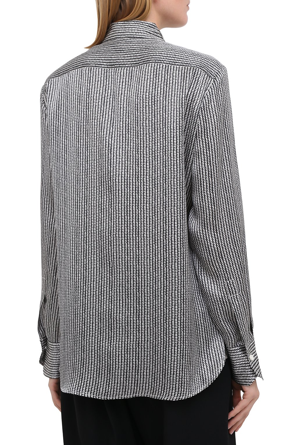 Шелковая блузка KITON черно-белого цвета по цене 126000 руб., арт. D48407K05T62, фото 5 Шелковая блузка KITON, арт. D48407K05T62, фото 5