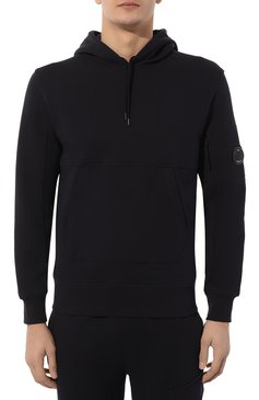 Мужской хлопковое худи C.P. COMPANY темно-синего цвета, арт. 16CMSS023A005086W | Фото 3 (Длина (для топов): Стандартные; Материал сплава: Проставлено; Рукава: Длинные; Драгоценные камни: Проставлено; Материал внешний: Хлопок; Мужское Кросс-КТ: Худи-одежда; Принт: Без принта; Стили: Спорт-шик)