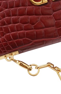 Женская сумка v-ring medium из кожи аллигатора VALENTINO бордового цвета, арт. RW0B0E13/WEU/AMIS | Фото 3 (Размер: medium; Сумки-технические: Сумки через плечо; Материал: Экзотическая кожа; Драгоценные камни: Проставлено; Материал сплава: Проставлено)