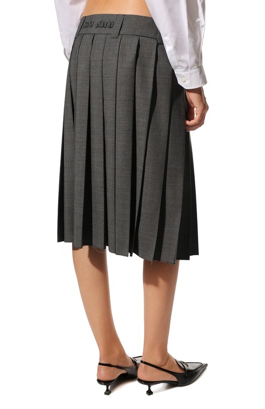 Шерстяная юбка Miu Miu MG1781-10DI-F0480 Серый  MG1781-10DI-F0480 Фото 4