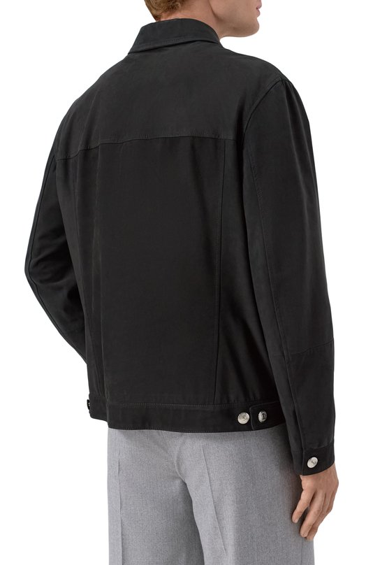 Куртка-рубашка из нубука Brunello Cucinelli MPNAB2029 Чёрный  MPNAB2029 Фото 4