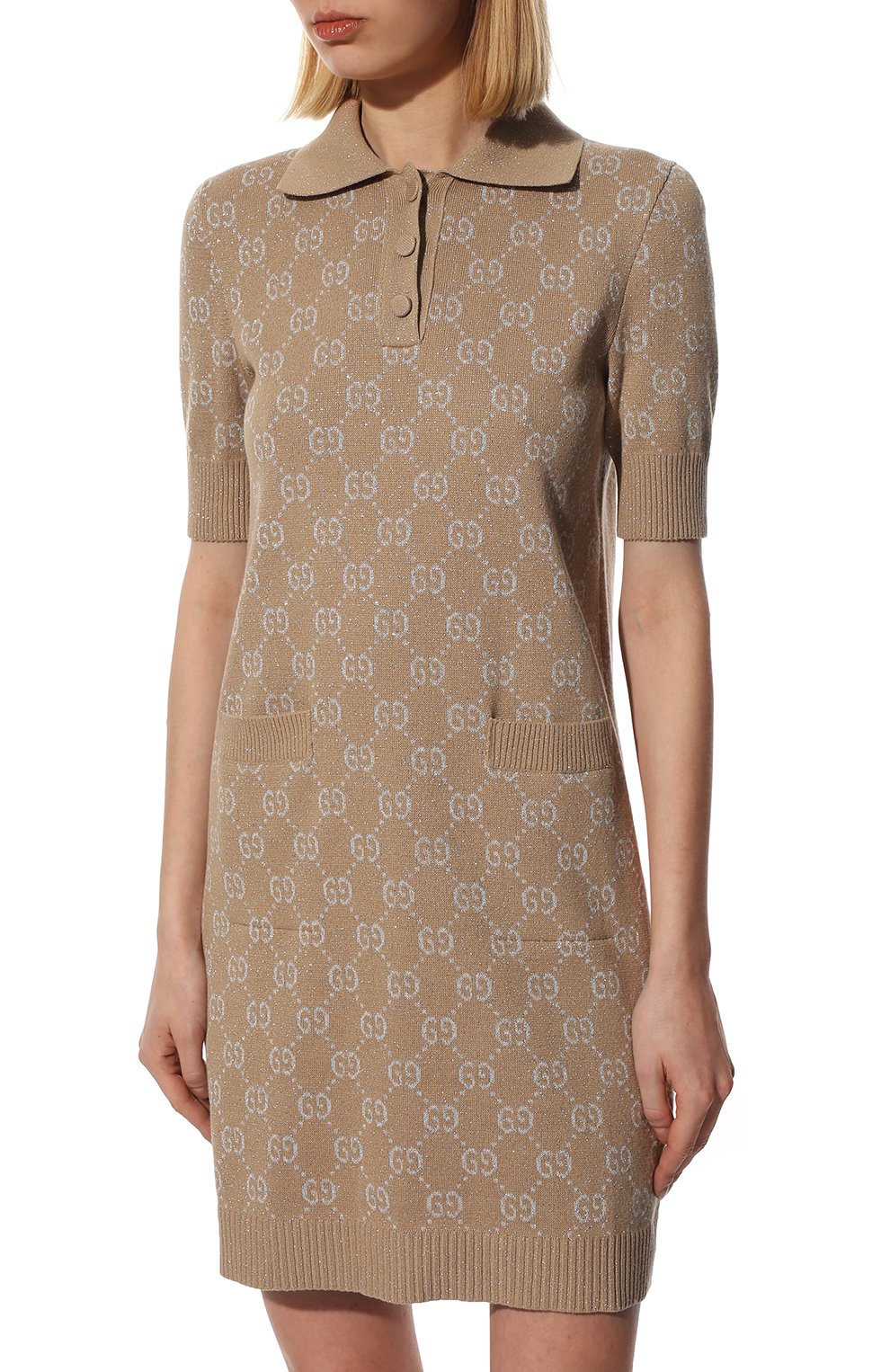 Хлопковое платье GUCCI бежевого цвета по цене 187200 руб., арт. 678437/XKB54, фото 3 Хлопковое платье GUCCI, арт. 678437/XKB54, фото 3