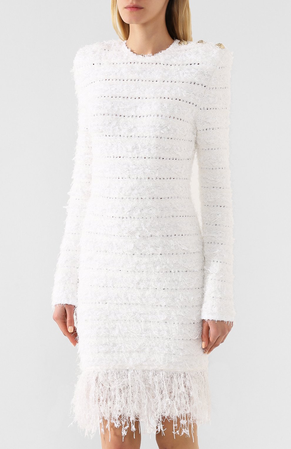 Платье BALMAIN белого цвета по цене 214500 руб., арт. TF16208/K007, фото 3 Платье BALMAIN, арт. TF16208/K007, фото 3