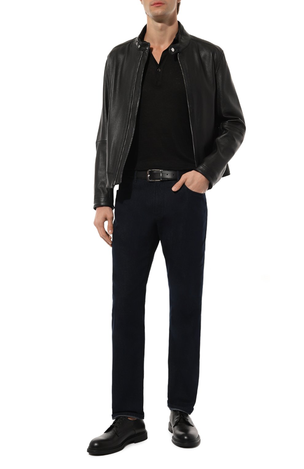 Льняное поло GIORGIO ARMANI черного цвета по цене 78200 руб., арт. GM000161/TE11335, фото 2 Льняное поло GIORGIO ARMANI, арт. GM000161/TE11335, фото 2