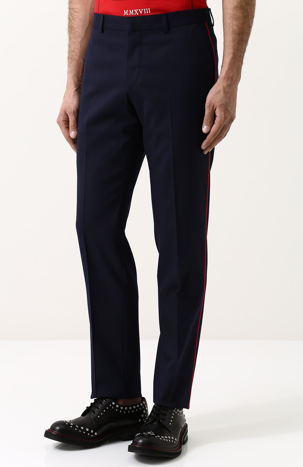 Шерстяной костюм с пиджаком на двух пуговицах GUCCI синего цвета по цене 285120 руб., арт. 451145/Z4967, фото 4 Шерстяной костюм с пиджаком на двух пуговицах GUCCI, арт. 451145/Z4967, фото 4