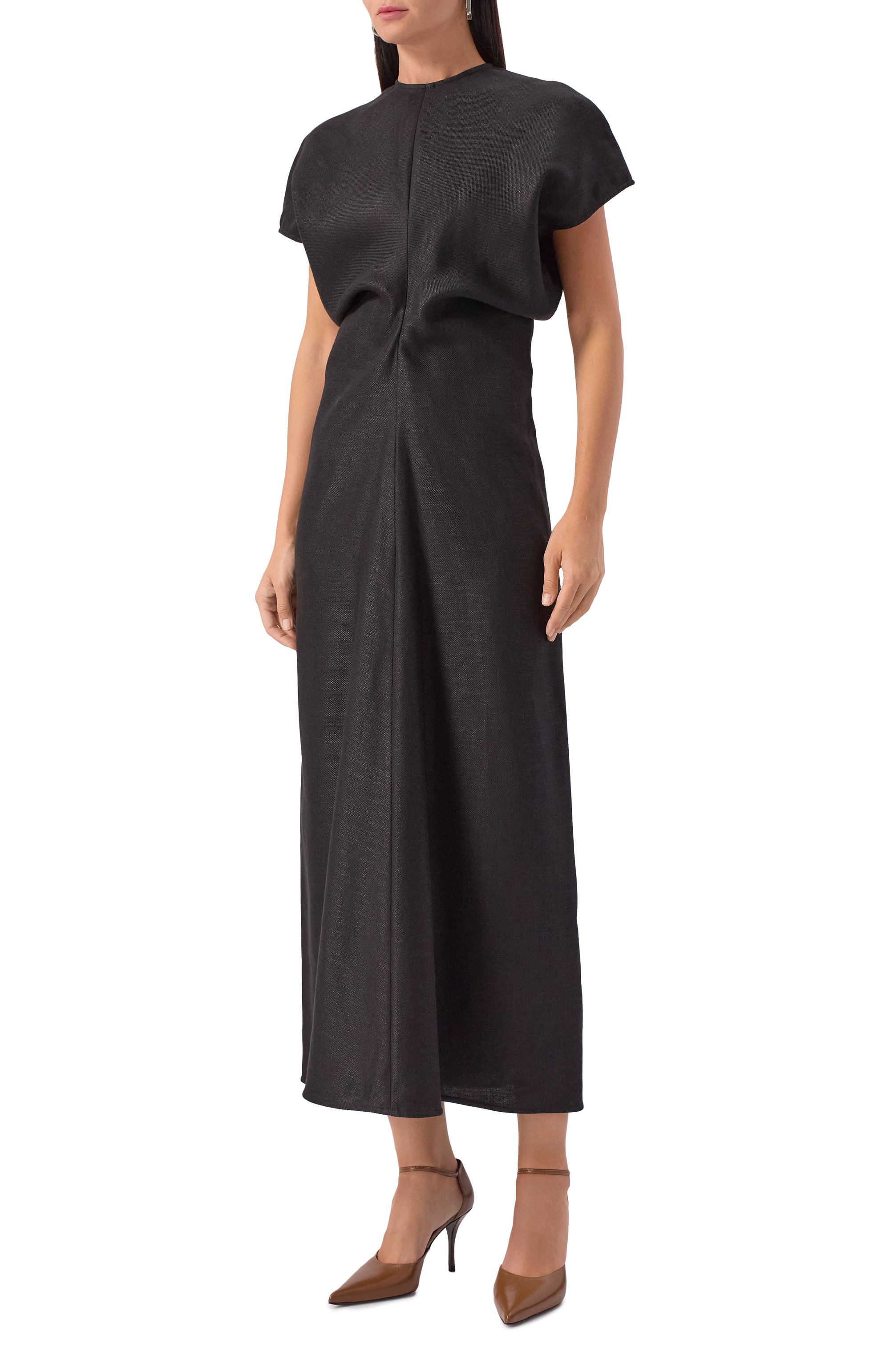 Платье из вискозы и льна TOTEME, арт. 253-WRD1103-FB0461, фото 3