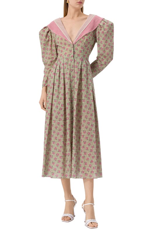 Хлопковое платье Ulyana Sergeenko ABM008SS24P1603Т24 Зелёный  ABM008SS24P1603Т24 Фото 3