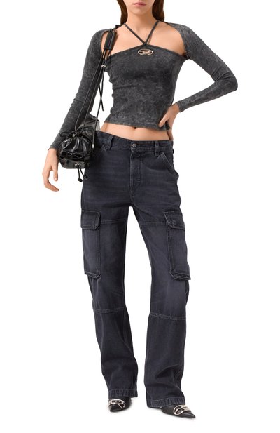 Хлопковый топ DIESEL темно-серого цвета по цене 23800 руб., арт. A14424/0KHAS, фото 2 Хлопковый топ DIESEL, арт. A14424/0KHAS, фото 2