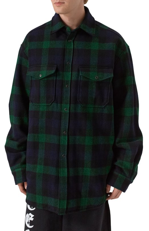 Шерстяная рубашка VETEMENTS UA65SH929N/8720 FLANNEL Зелёный  UA65SH929N/8720 FLANNEL Фото 3
