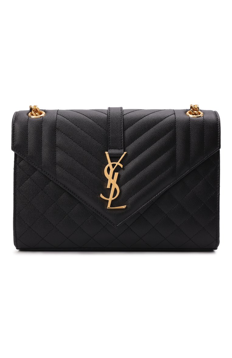 Женская сумка monogram envelope medium SAINT LAURENT черного цвета, арт. 600185/B0W91 | Фото 1 (Сумки-технические: Сумки через плечо; Материал: Натуральная кожа; Ремень/цепочка: На ремешке; Размер: medium; Автоматизация состава: Проставлено; Автоматизация ТО: Проставлено)