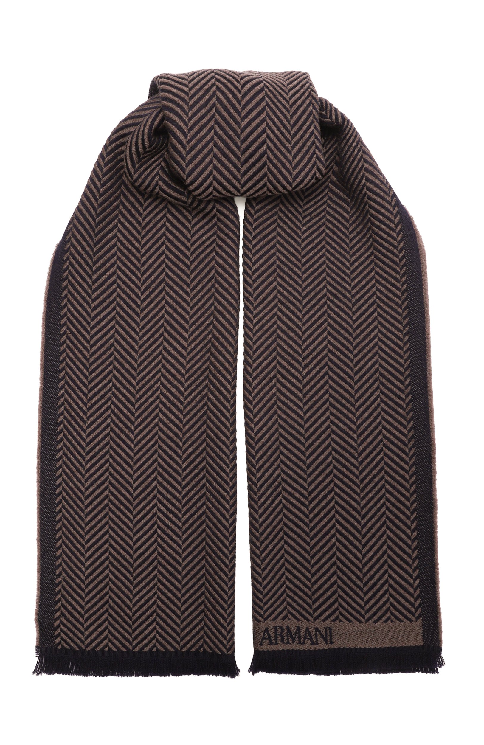 Шерстяной шарф GIORGIO ARMANI коричневого цвета по цене 41450 руб., арт. GM004125/AF28885, фото 1 Шерстяной шарф GIORGIO ARMANI, арт. GM004125/AF28885, фото 1