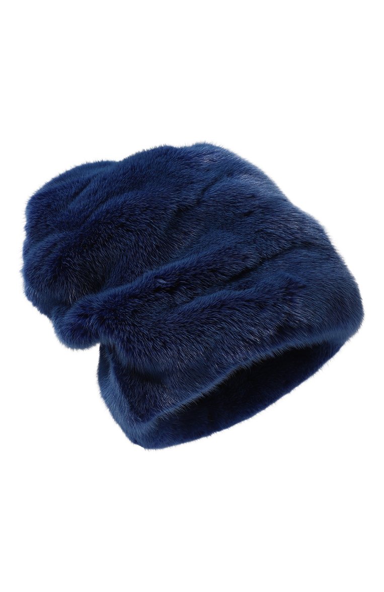 Женская шапка шарпей из меха норки FURLAND синего цвета, арт. 0204100110207600000 | Фото 1 (Материал: Натуральный мех; Материал сплава: Проставлено; Нос: Не проставлено)