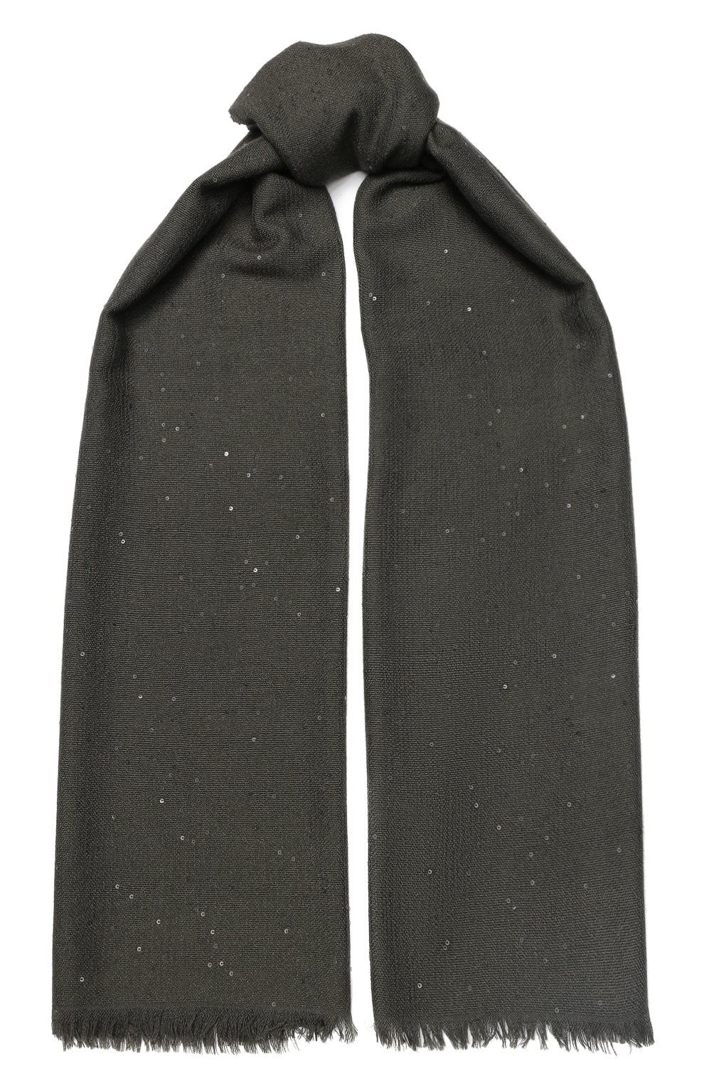 Шарф из смеси кашемира и шелка BRUNELLO CUCINELLI серого цвета по цене 199500 руб., арт. MSC915029P, фото 1 Шарф из смеси кашемира и шелка BRUNELLO CUCINELLI, арт. MSC915029P, фото 1