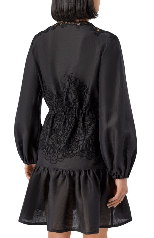Платье из хлопка и льна Ermanno Scervino D464Q627NZB Чёрный  D464Q627NZB Фото 4