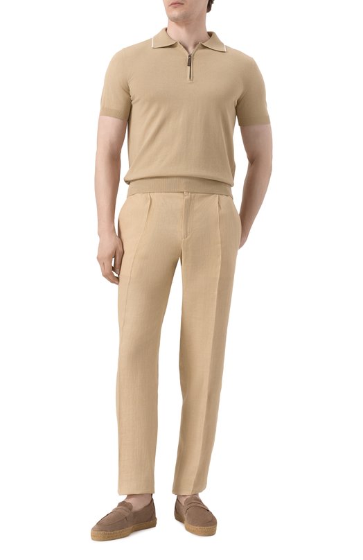 Льняные брюки Kiton UPN01H0928606 Бежевый  UPN01H0928606 Фото 2