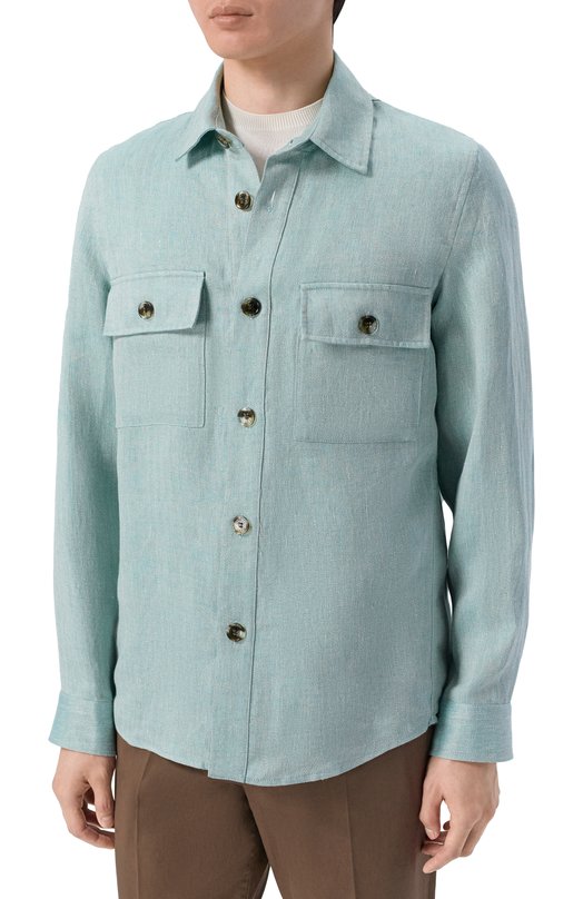 Льняная куртка-рубашка Jacob Cohen JUR_ER017 080 T861A RW Голубой  JUR_ER017 080 T861A RW Фото 3