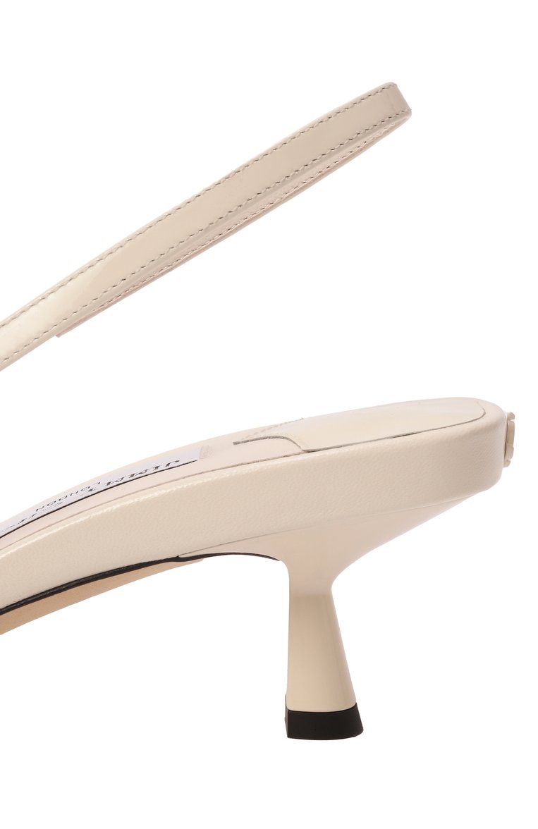 Женские кожаные туфли didi 45 JIMMY CHOO кремового цвета, арт. DIDI 45/PAT | Фото 7 (Драгоценные камни: Проставлено; Материал внутренний: Натуральная кожа; Материал сплава: Проставлено; Каблук высота: Средний; Материал внешний: Натуральная кожа; Подошва: Плоская; Каблук тип: Kitten heel; Женское Кросс-КТ: Слингбэки)