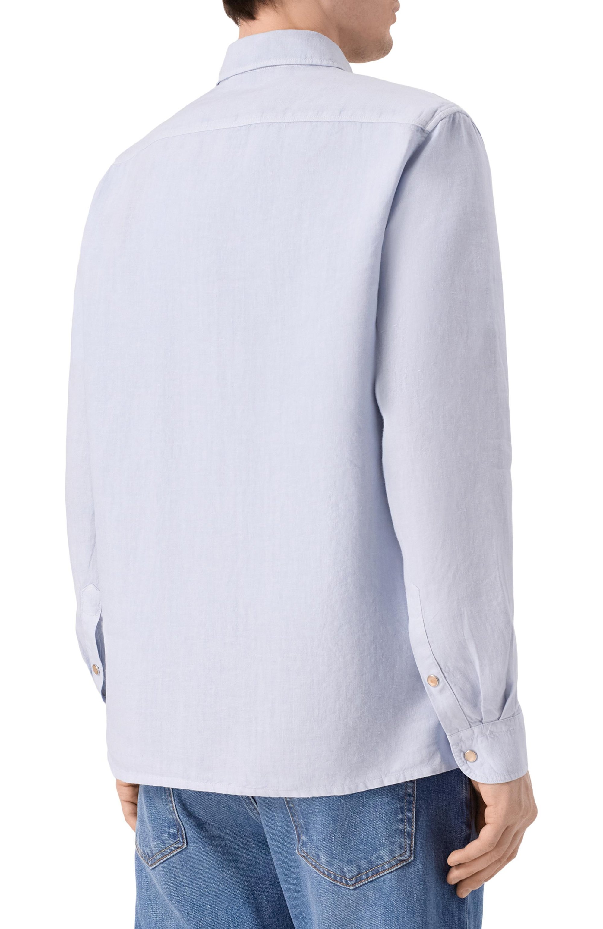 Льняная рубашка PAUL&SHARK светло-голубого цвета по цене 52650 руб., арт. 26413332_001, фото 4 Льняная рубашка PAUL&SHARK, арт. 26413332_001, фото 4