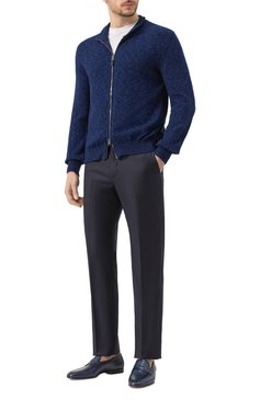 Мужские шерстяные брюки ZEGNA темно-синего цвета, арт. 75TB12/C22685 | Фото 2 (Материал сплава: Проставлено; Длина (брюки, джинсы): Стандартные; Драгоценные камни: Проставлено; Материал внешний: Шерсть; Случай: Формальный; Стили: Классический)