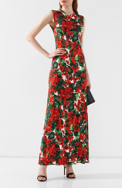 Платье с принтом DOLCE & GABBANA красного цвета по цене 228000 руб., арт. F6C3AT/FSG0W, фото 2 Платье с принтом DOLCE & GABBANA, арт. F6C3AT/FSG0W, фото 2