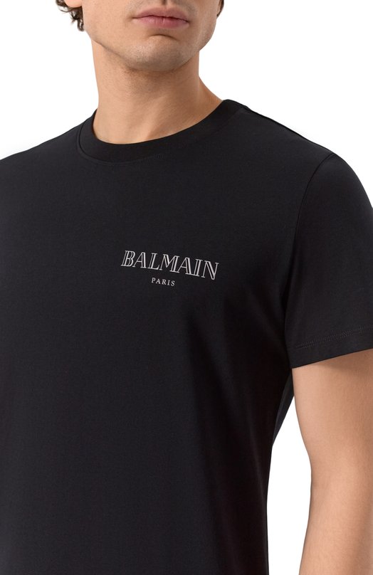Хлопковая футболка Balmain FH1EF000/GD84 Чёрный  FH1EF000/GD84 Фото 5