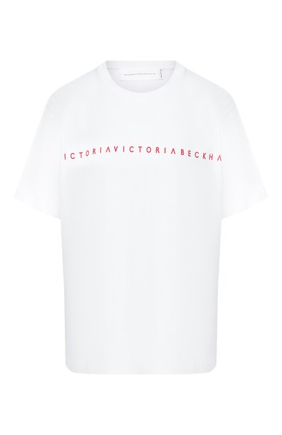 Женская хлопковая футболка VICTORIA, VICTORIA BECKHAM, арт. JYVV 125 SS19 PRNTD C0TT0N JERSEY