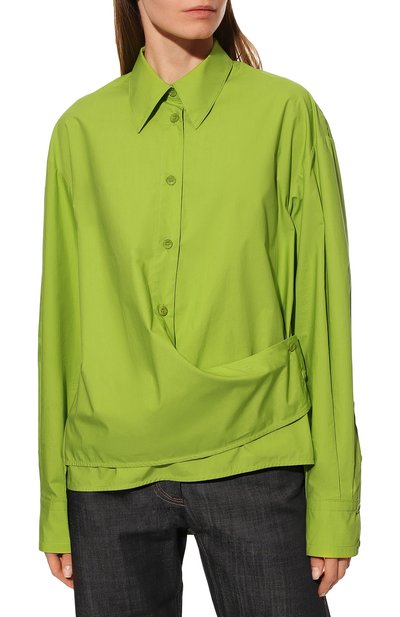 Хлопковая рубашка LOW CLASSIC зеленого цвета по цене 34000 руб., арт. L0W22PF_SH03GN, фото 3 Хлопковая рубашка LOW CLASSIC, арт. L0W22PF_SH03GN, фото 3