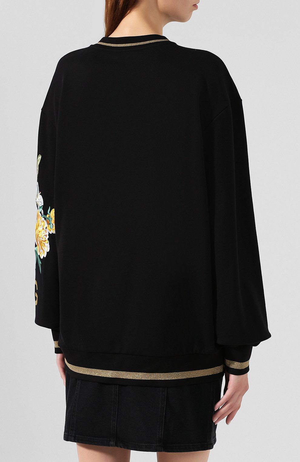 Хлопковый свитшот DOLCE & GABBANA черного цвета по цене 136500 руб., арт. F9E30Z/G7TBG, фото 4 Хлопковый свитшот DOLCE & GABBANA, арт. F9E30Z/G7TBG, фото 4