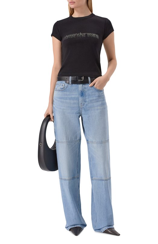 Футболка с отделкой стразами Alexander Wang 1CC1261209 Чёрный  1CC1261209 Фото 2