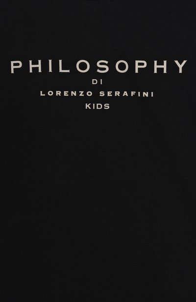 Хлопковая футболка PHILOSOPHY DI LORENZO SERAFINI KIDS черного цвета по цене 9900 руб., арт. I1E605/5203/4-10, фото 3 Хлопковая футболка PHILOSOPHY DI LORENZO SERAFINI KIDS, арт. I1E605/5203/4-10, фото 3