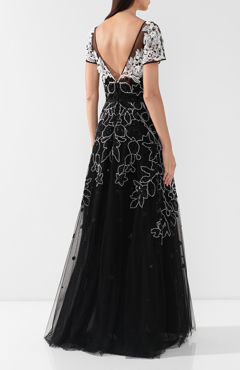 Платье-макси ZUHAIR MURAD черно-белого цвета по цене 785000 руб., арт. DRS19022/EMMF001, фото 4 Платье-макси ZUHAIR MURAD, арт. DRS19022/EMMF001, фото 4