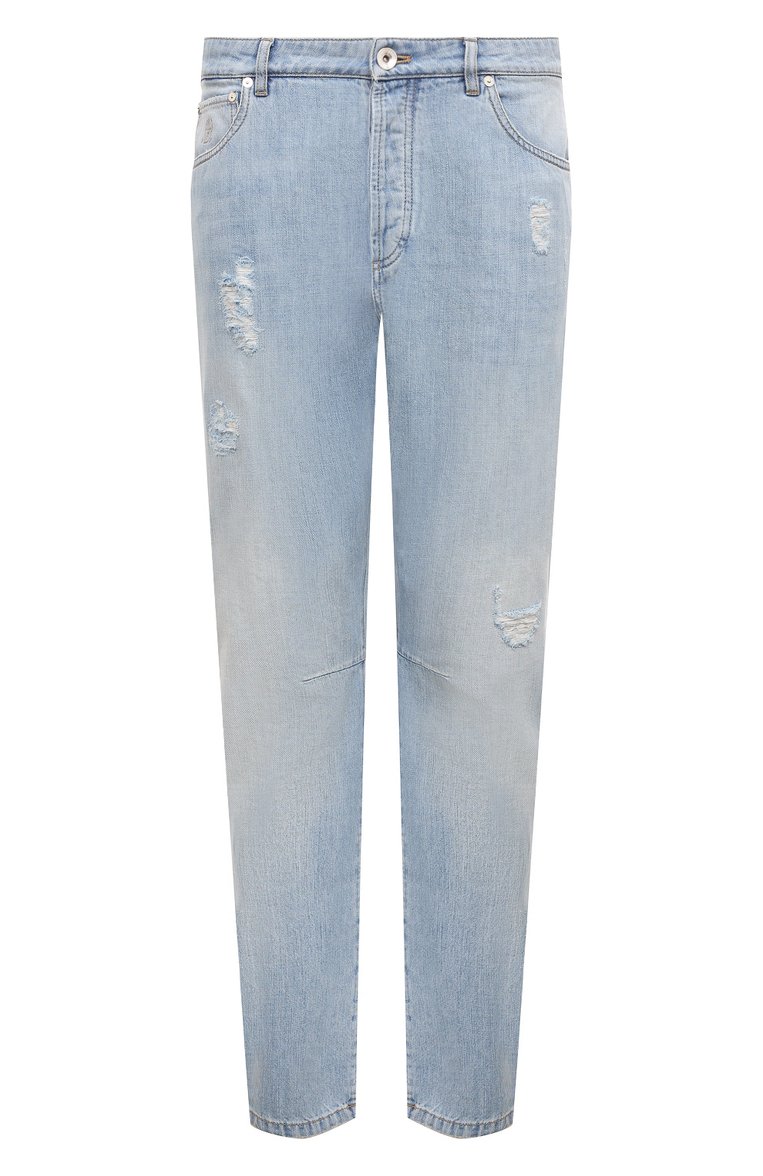 Мужские джинсы leisure fit BRUNELLO CUCINELLI голубого цвета, арт. M0Z37B2279 | Фото 1 (Материал внешний: Хлопок, Деним; Длина (брюки, джинсы): Стандартные; Силуэт М (брюки): Прямые; Кросс-КТ: Деним; Детали: Потертости, Делаве; Стили: Повседневный, Streetwear; Автоматизация состава: Проставлено; Автоматизация ТО: Проставлено)