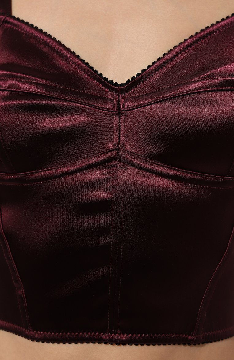 Женский атласный топ DOLCE & GABBANA бордового цвета, арт. F7W98T/GDCDC | Фото 5 (Материал внешний: Синтетический материал; Стили: Гламурный; Нос: Не проставлено; Рукава: На бретелях)