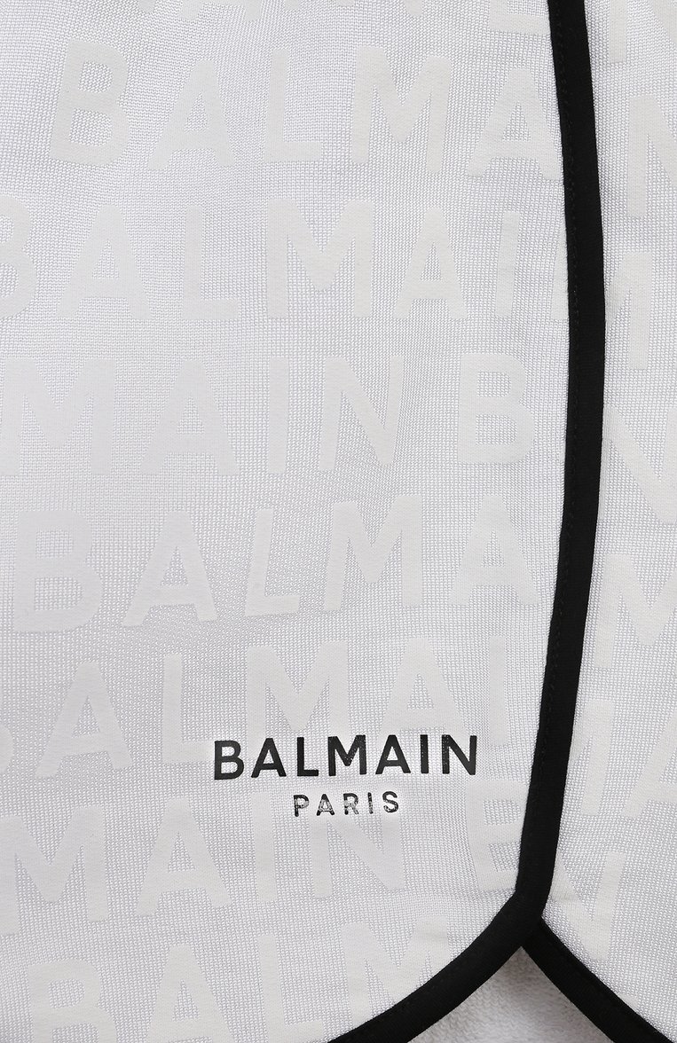 Детские шорты BALMAIN черно-белого цвета, арт. BU6A39 | Фото 3 (Материал сплава: Проставлено; Материал внешний: Синтетический материал, Хлопок, Вискоза; Нос: Не проставлено; Случай: Повседневный; Девочки Кросс-КТ: Шорты-спорт; Ростовка одежда: 6 лет | 116 см, 10 - 11 лет | 140 - 146см, 8 лет | 128 см, 12 лет | 152 см, 13 - 15 лет | 158 см, 16 лет | 164 см)