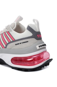 Женские комбинированные кроссовки bubble DSQUARED2 светло-серого цвета, арт. SNW0297/23808317 | Фото 7 (Подошва: Платформа; Драгоценные камни: Проставлено; Материал внешний: Натуральная кожа, Текстиль; Материал внутренний: Текстиль; Материал сплава: Проставлено; Стили: Кэжуэл; Материал утеплителя: Без утеплителя; Кросс-КТ: Низкие)