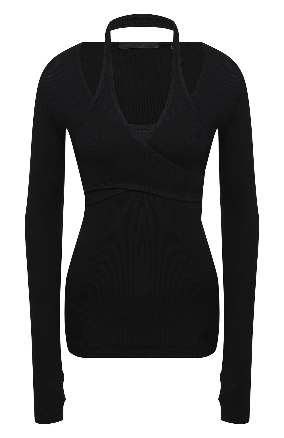 Хлопковый пуловер HELMUT LANG черного цвета по цене 23250 руб., арт. K10HW513, фото 1 Хлопковый пуловер HELMUT LANG, арт. K10HW513, фото 1