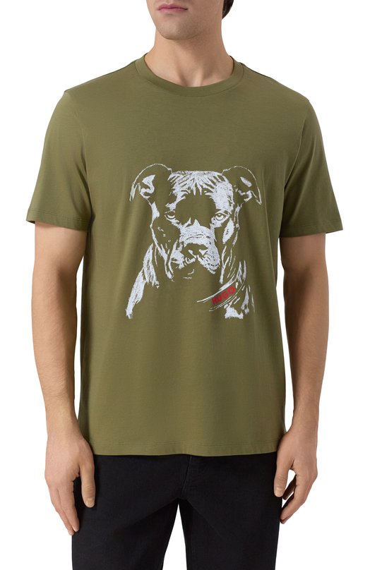 Хлопковая футболка HUGO 50553779 Хаки  50553779 Фото 3