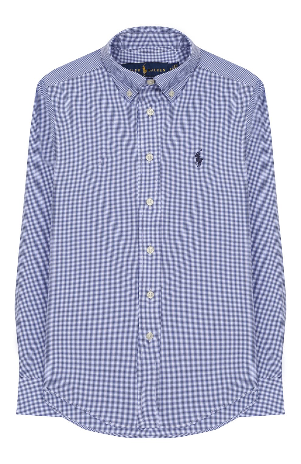 Хлопковая рубашка с воротником button down RALPH LAUREN голубого цвета по цене 8710 руб., арт. 351713548, фото 1 Хлопковая рубашка с воротником button down RALPH LAUREN, арт. 351713548, фото 1